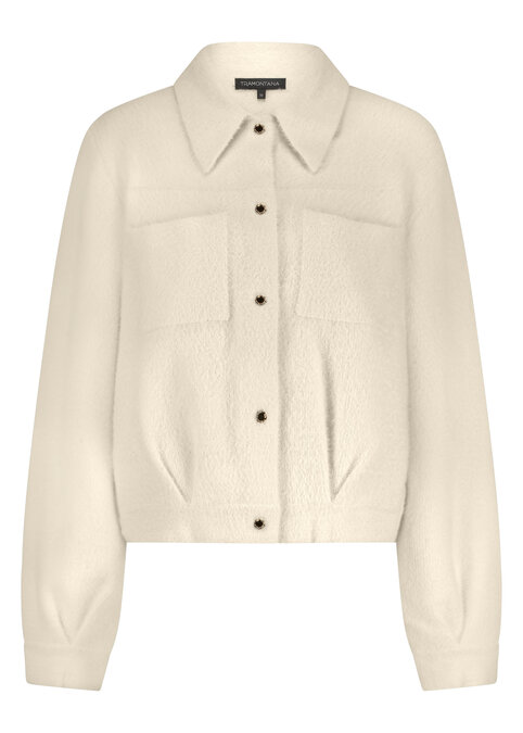 Tramontana Faux Fur Knitted Jacket stone