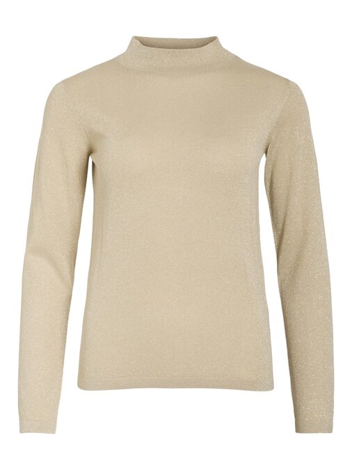 Vila viginny glitter knit top turtle hals Frosted Almond light gold glitter