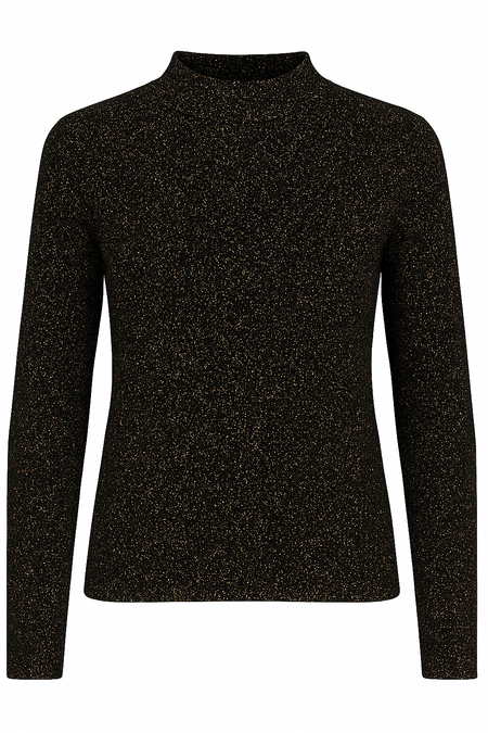 Vila viginny glitter knit top turtle hals Black Beauty glitter