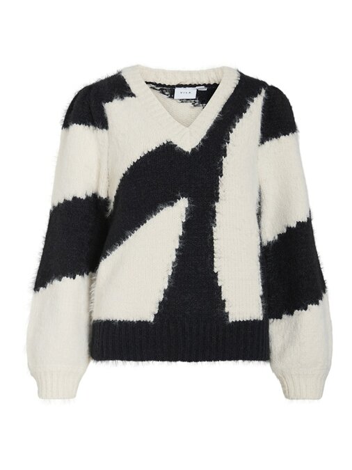 Vila vikunnuo v-neck l/s knit top Birch BLACK