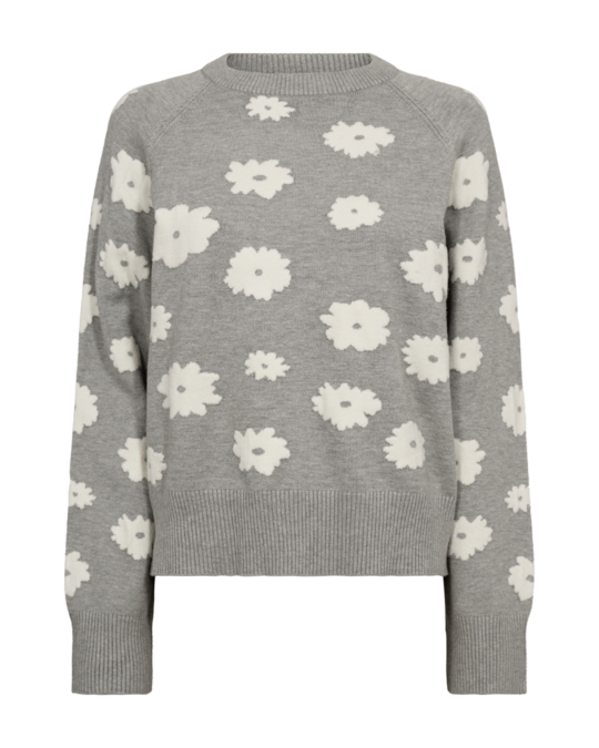 Freequent fqalpi-pullover L. Grey Mel. w. Star Off-White