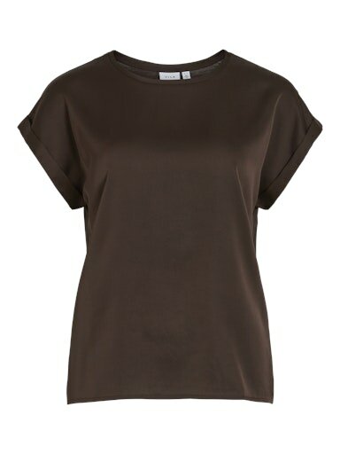 Vila viellette s/s satin top - noos coffee been