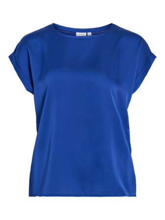 Vila viellette s/s satin top - noos Mazarine Blue