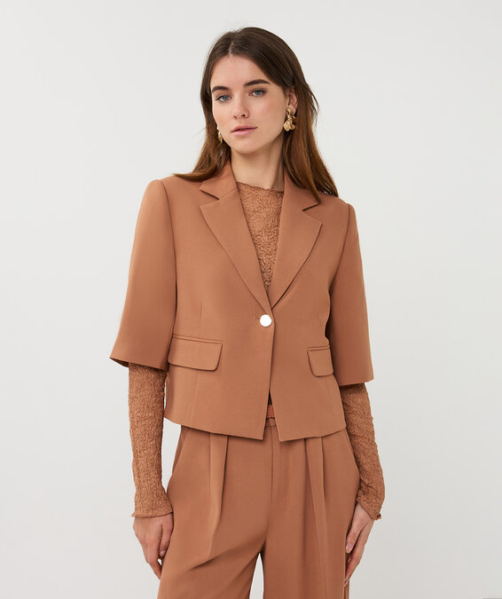 Esqualo Blazer cropped crêpe Cappucino