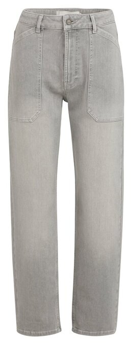 Yaya Cargo jeans with low crotch and wide legs mid grey denim