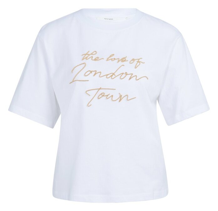 Yaya T-shirt with soft flock print and wide sleeves reed yellow dessin