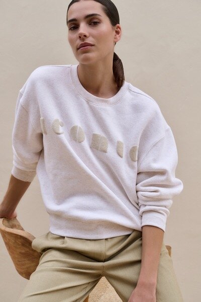 Yaya Soft sweater with chest artwork 'iconic' kit beige dessin
