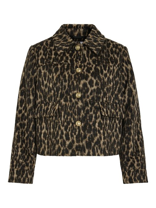 Vila visimba l/s short jacket Black Beauty Leopard