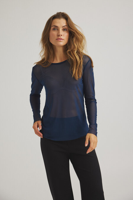 One Two Luxzuz Sigborg Mesh T-shirt 575 navy blue