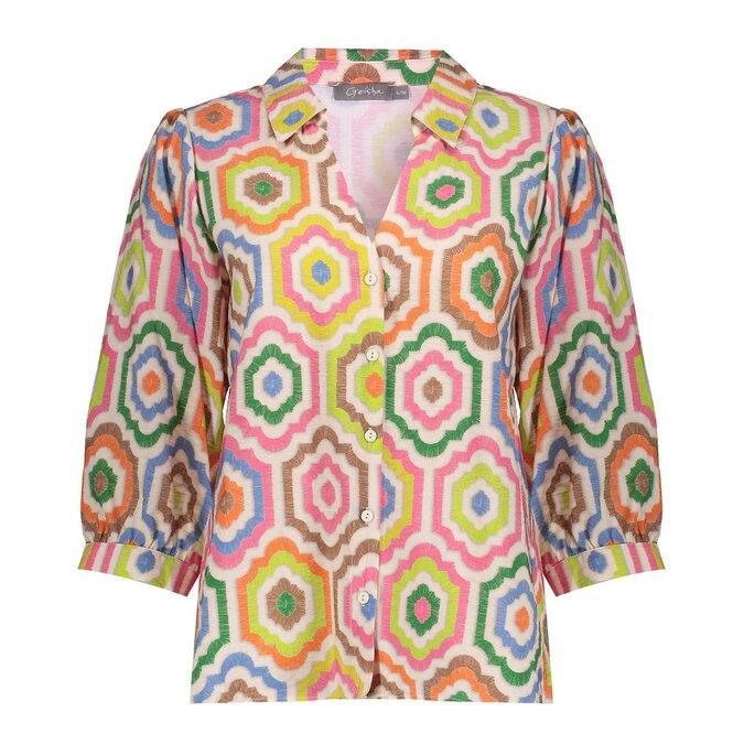 Geisha blouse ecru/tabacco/pink 63280-20