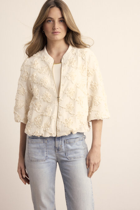 Tramontana 3D Flower Lace Jacket  Stone