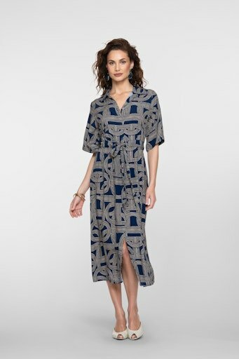 Geisha Dress AOP navy, sand 67053-70