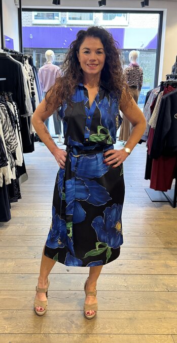 K-design Midi jurk met design blauw C318-P090