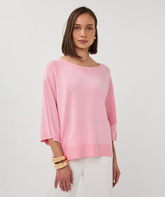 Esqualo Sweater wide sleeve basic knit Romance Rose