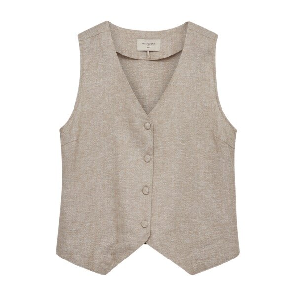 Freequent fqlavasi-waistcoat Sand Melange met zilver draad