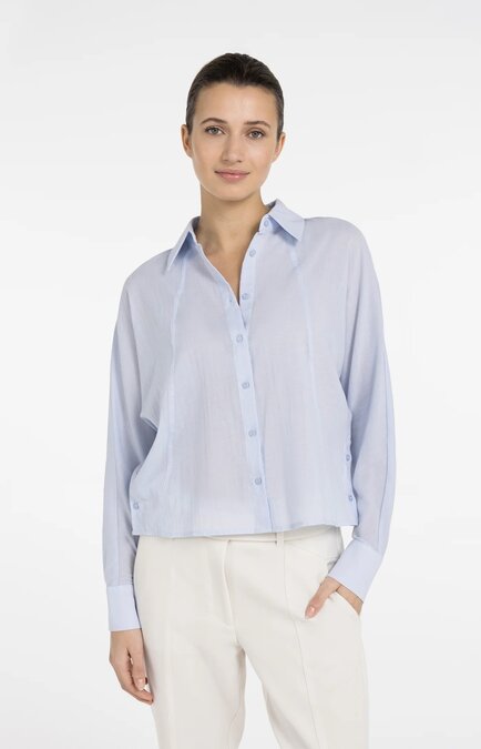 Yaya Batwing blouse with cut seams light blue