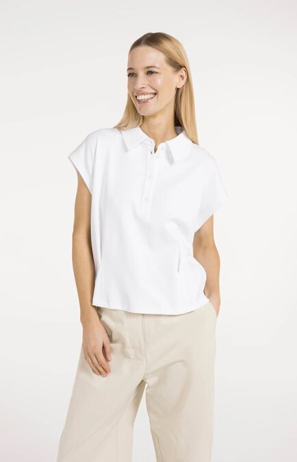 Yaya Jersey blouse with darts pure white