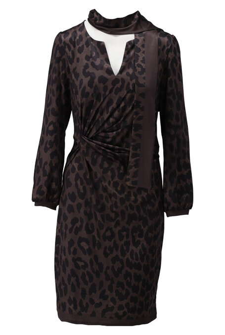 K-Design Korte jurk met sjaaltje & luipaardprint D324-P161