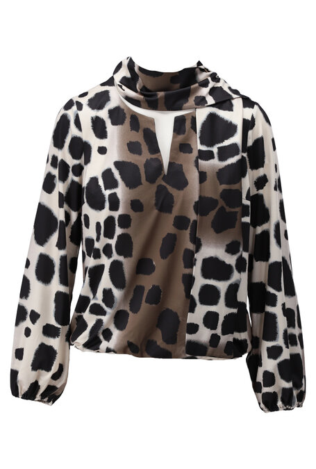 K-Design top ronde hals met sjaaltje & print D119-P147