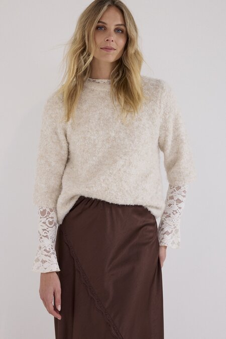 Tramontana Short-Sleeve Bouclé Jumper SnowMelange