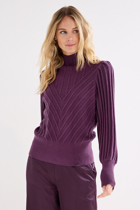 Tramontana Puff-Sleeve Jumper AubergineNoir