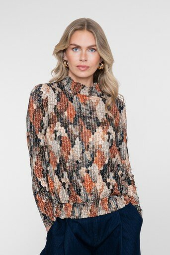 Geisha Top smock AOP jersey black/orange 62535-60 black/orange