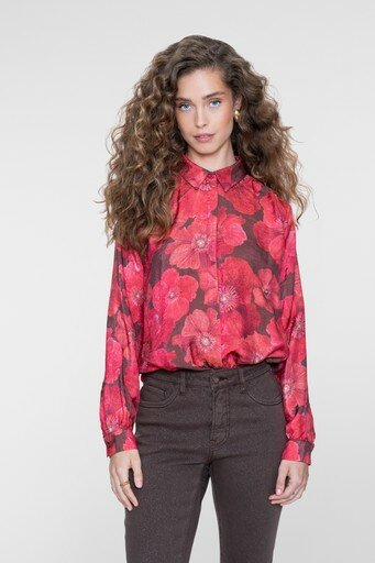 Geisha blouse brown/red 63655-20
