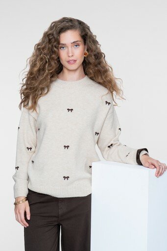 Geisha Pullover embro bowtie sand/dark brown 64538-23 sand/dark brown