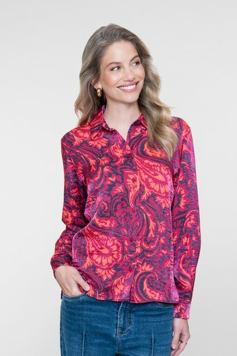 Geisha blouse navy/coral 63675-20