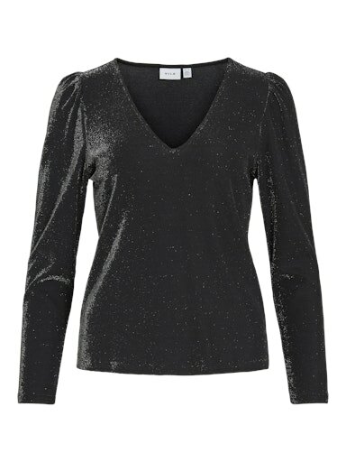 Vila vieleinas v-neck top Black Beauty