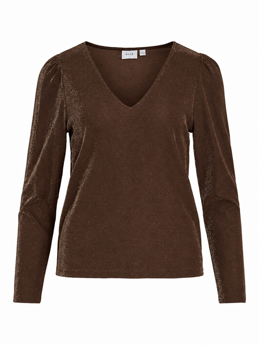 Vila vieleinas v-neck top Coffee Bean