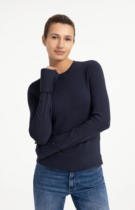Yaya Jersey top with removable cuff odyssey gray melange