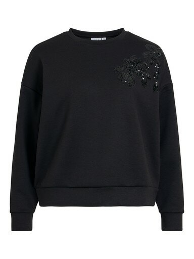 Vila visiffa sequin o-neck l/s sweat top Black Beauty