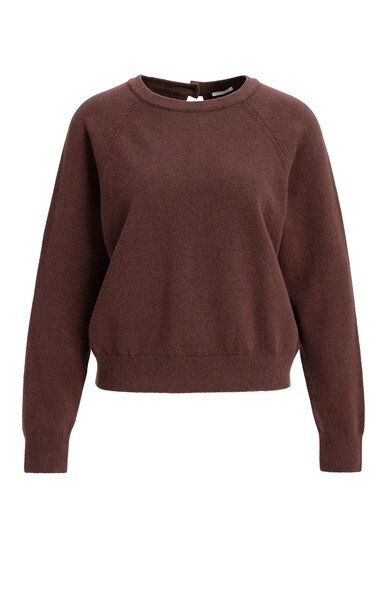 Yaya Long sleeve sweater with open back detail bitter chocolate red