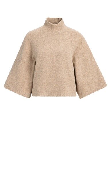 Yaya High neckline wide sleeve sweater dark beige melange