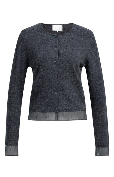 Yaya Cardigan with woven detail dark anthracite melange