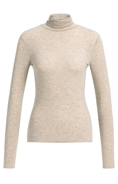 Yaya Long sleeve top with high neck beige melange