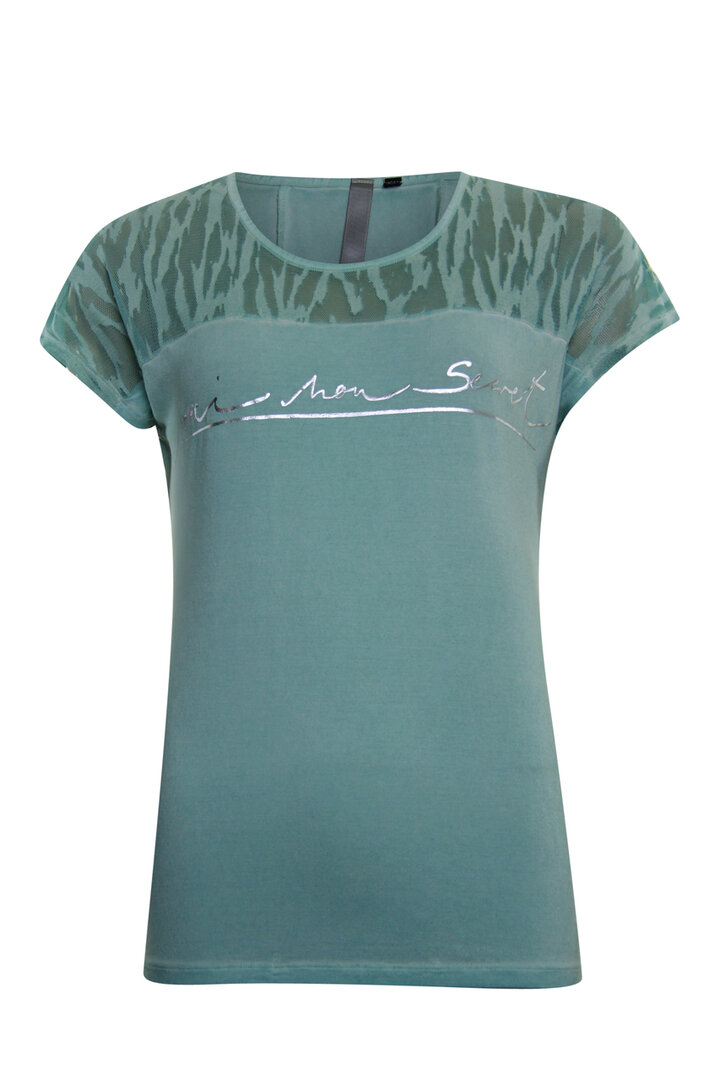 Poools t-shirt print text Mint green 013156