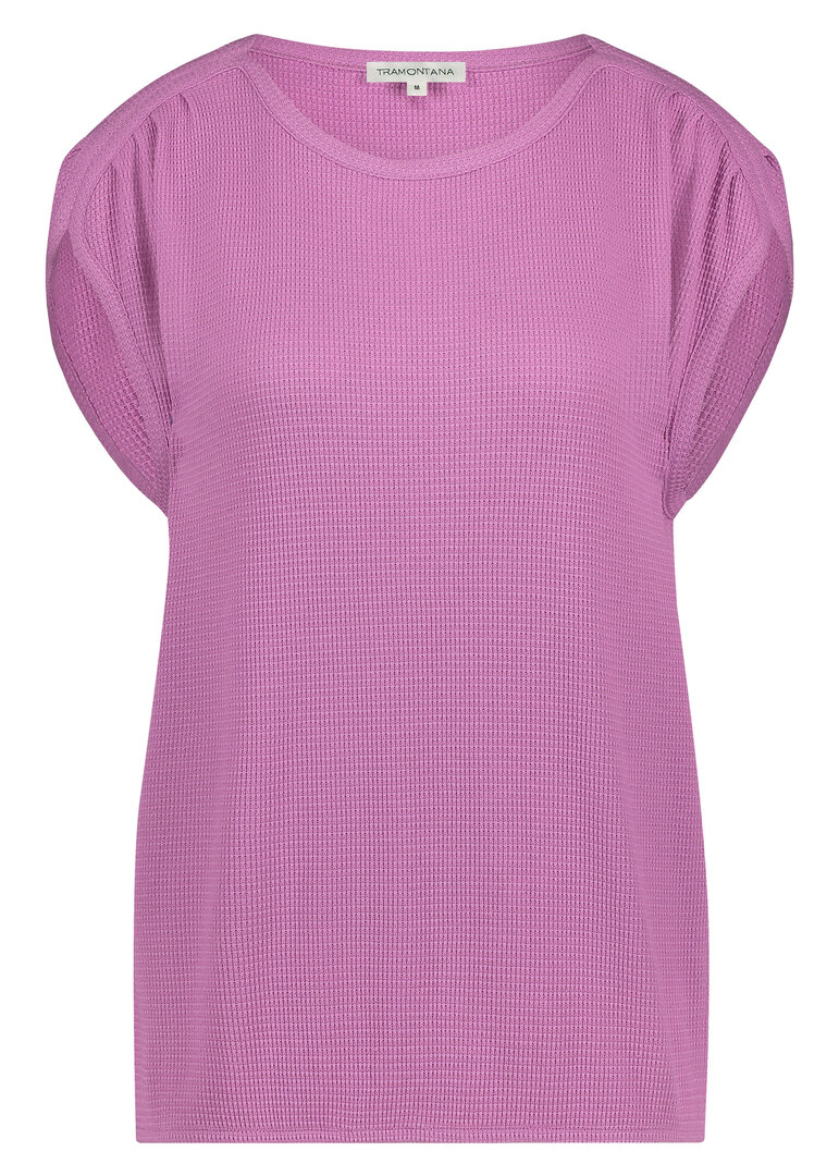 Tramontana Pique Cap-Sleeved Top VioletRose D07-16-401
