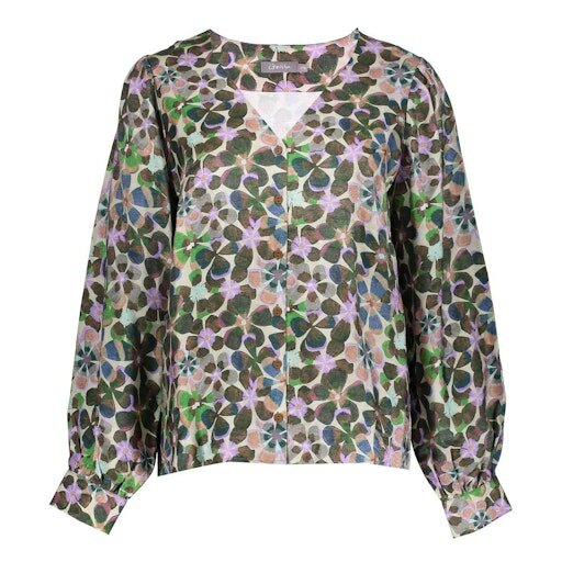 Geisha Blouse flowers lila/green