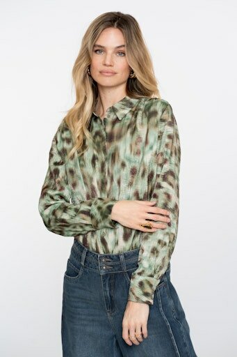 Geisha Blouse print green/brown