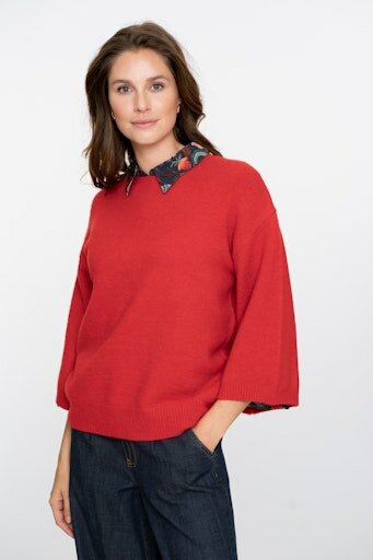Geisha Pullover 3/4 sleeves red