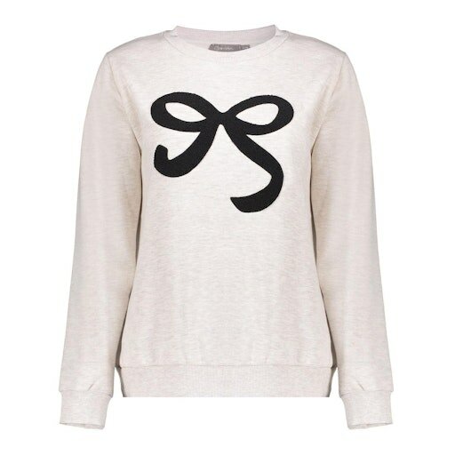 Geisha Sweat with bow beige melange / black