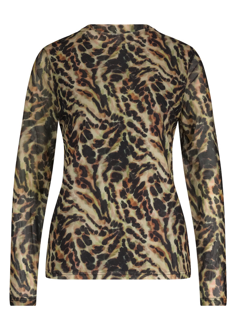 Tramontana Mock-Neck Top Wild Illusion PrintNeutrals