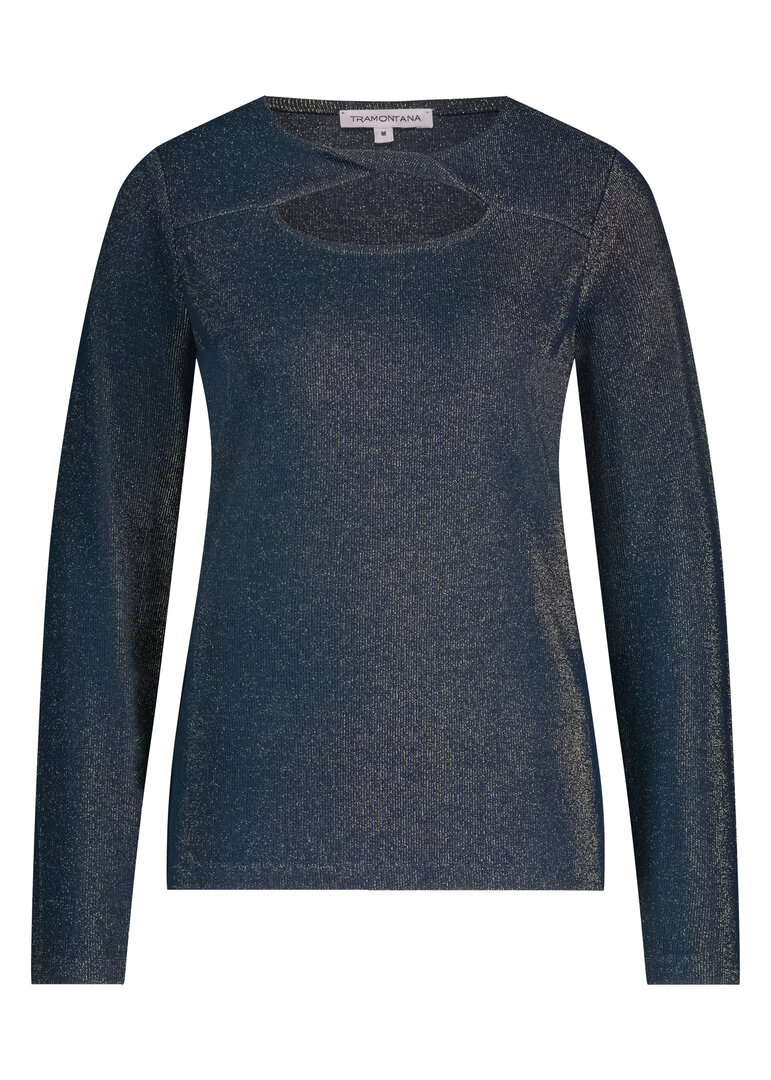 Tramontana Lurex Top Twisted Neck Detail Midnight
