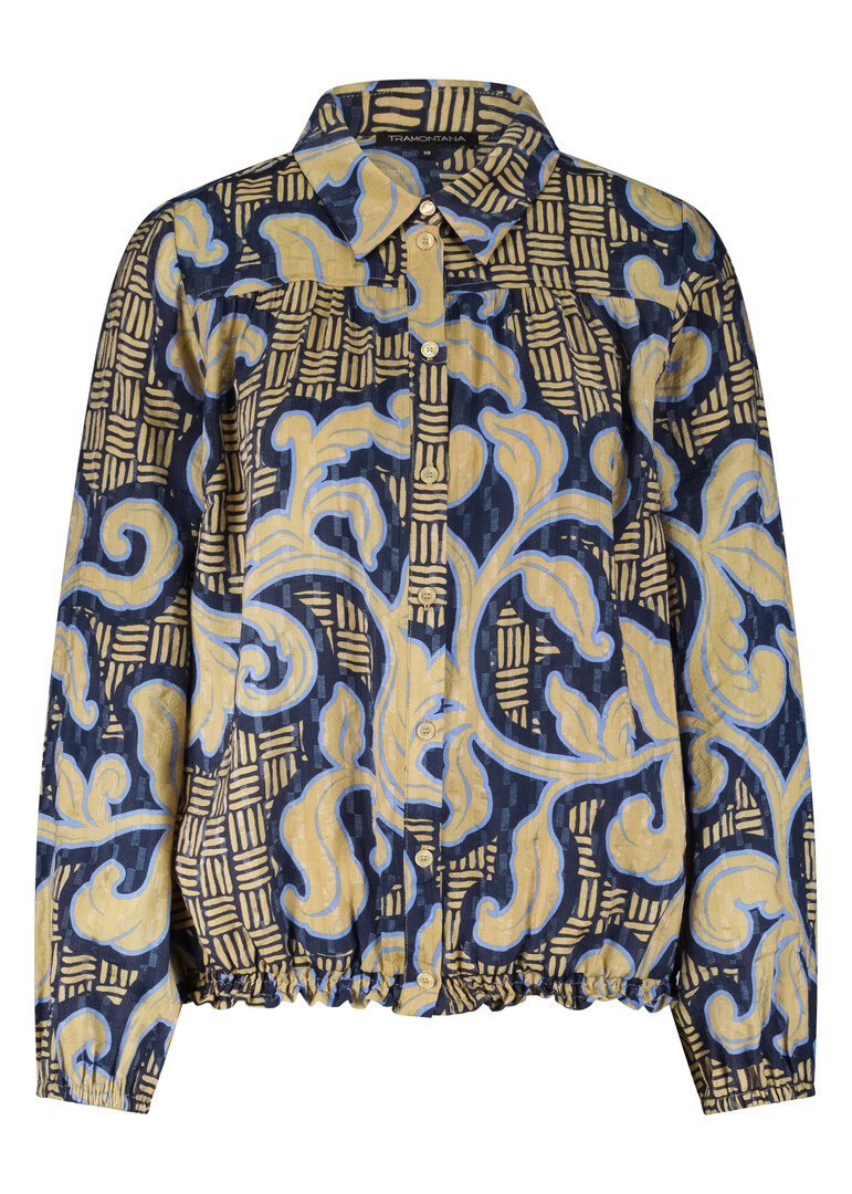 Tramontana Blouse Modern Rococo Tie Detail PrintBlues