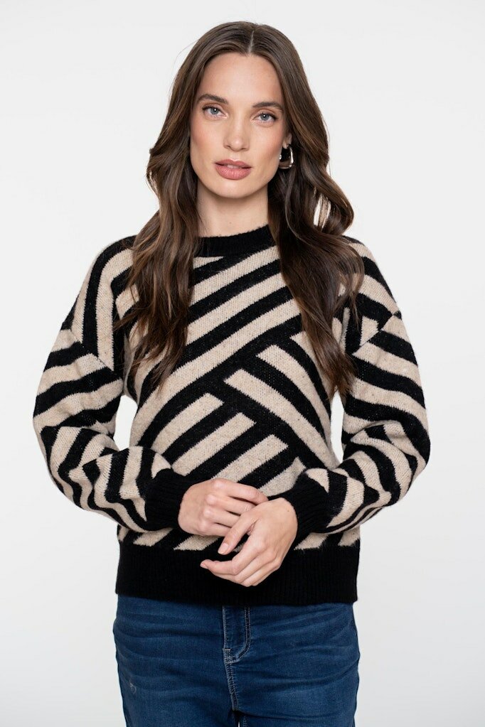 Geisha Pullover stripes sand/black