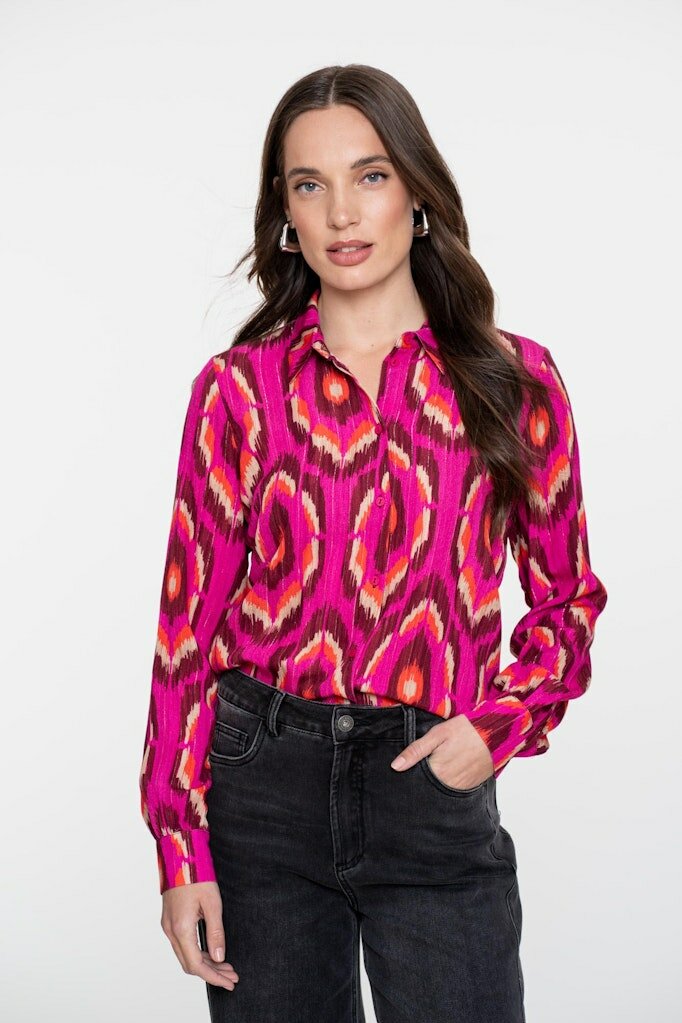 Geisha Blouse print pink/fuchsia