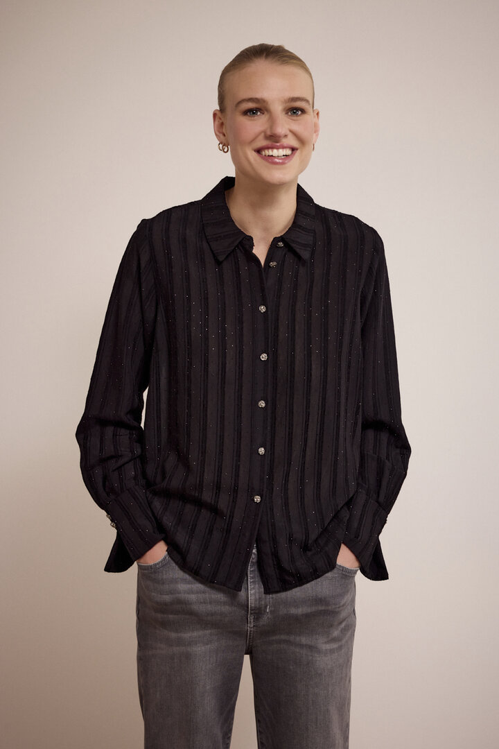 Tramontana Blouse Rhinestones Black