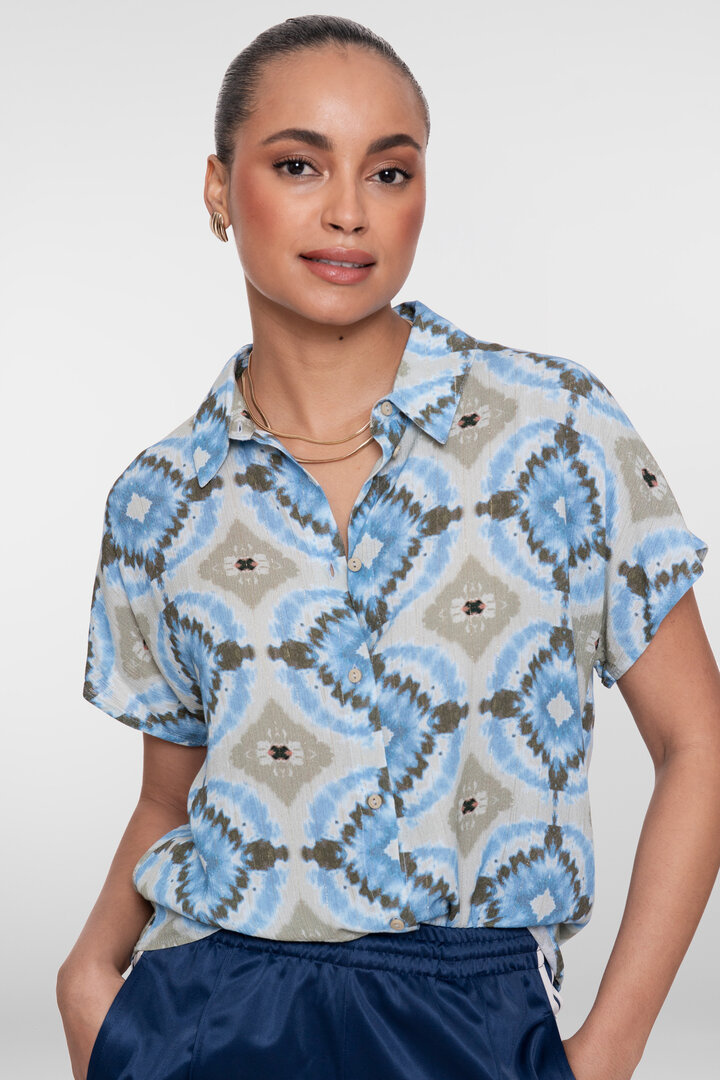 Geisha blouse blue/olive 63277-20